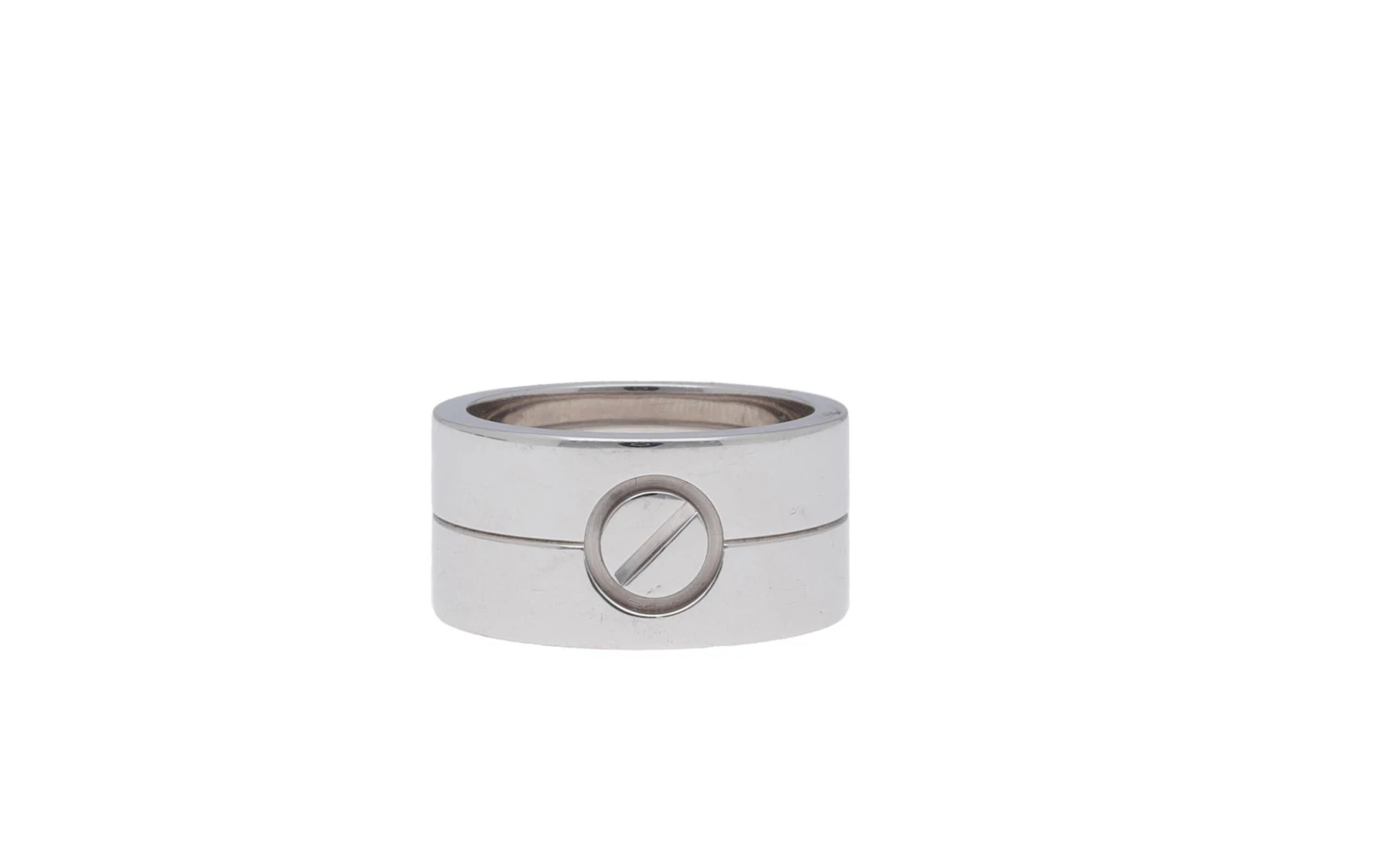 Cartier Love 18 Karat White Gold Wide Band Ring 11 Cartier Love 18 Karat White Gold Wide Band Ring – Image 9