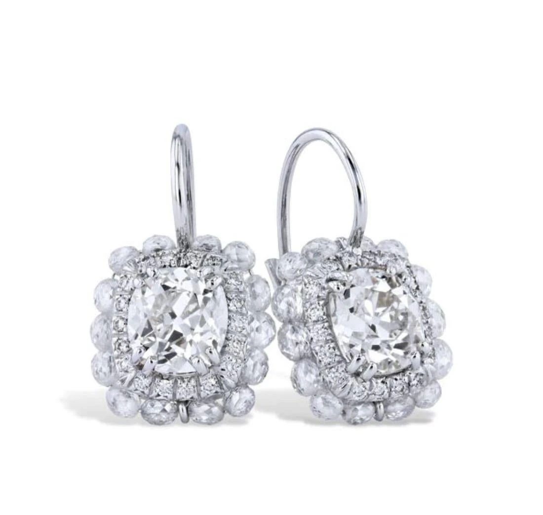 Handmade Classic Old Mine Cut Diamond Lever-Back Earrings 7 Handmade Classic Old Mine Cut Diamond Lever-Back Earrings – Image 5