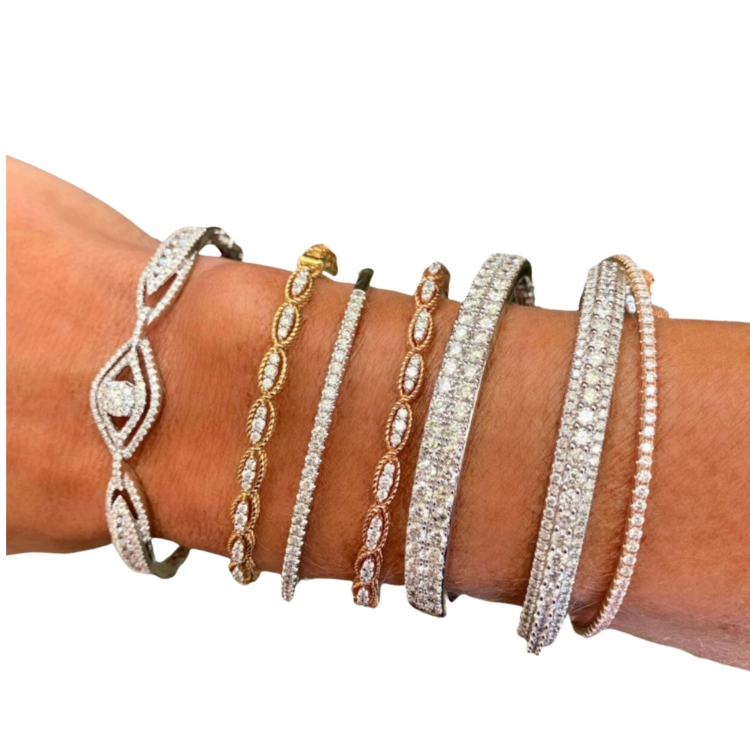 Unknown Rose Gold And Diamond Rope Bangle Bracelet 6 Unknown Rose Gold And Diamond Rope Bangle Bracelet – Image 4