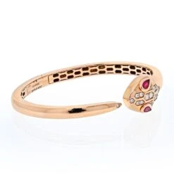 Bvlgari 18K Rose Gold Serpenti Petite Diamond Snake Bangle Bracelet -Mode Bijouterie Magasin Uzcar7v0 master