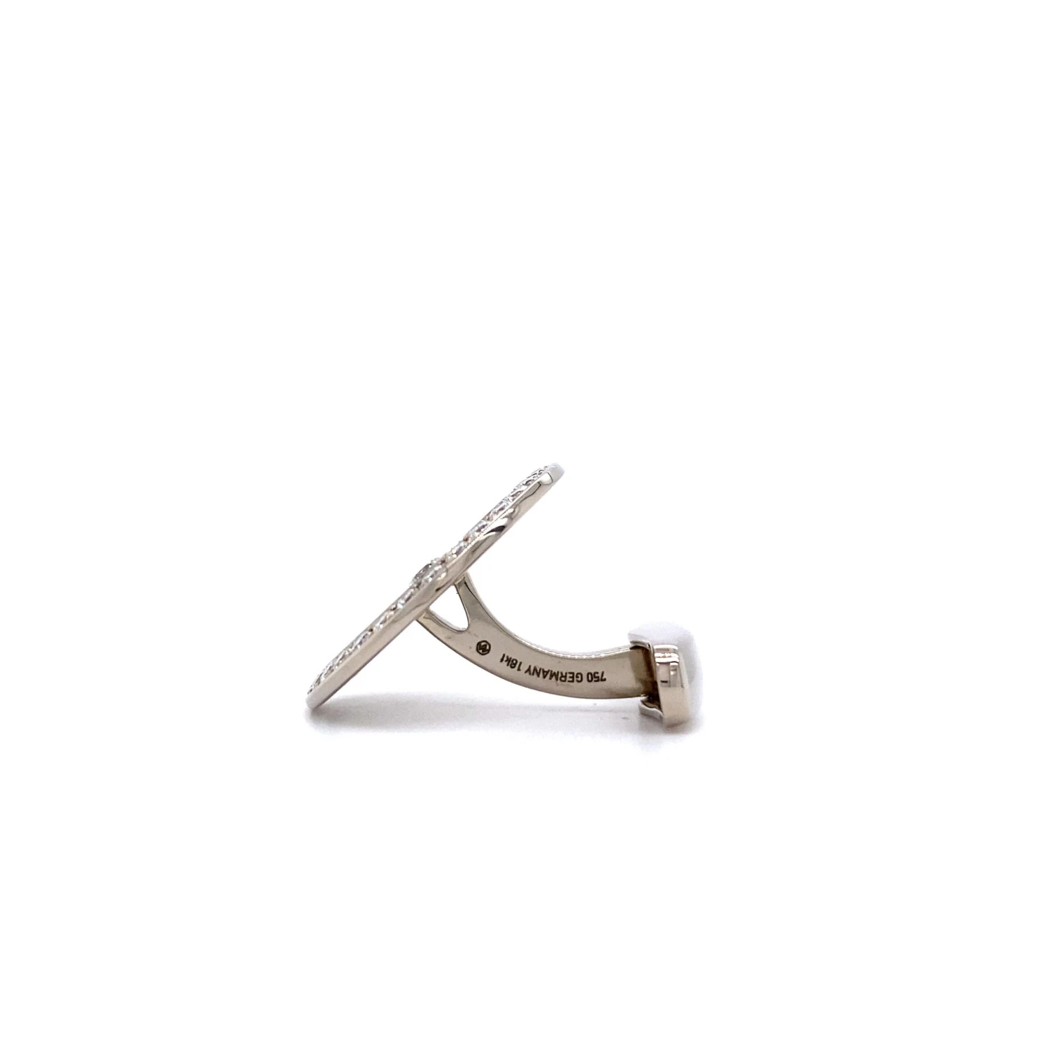 Round Cufflinks - 18k White Gold - Blue Guilloche Enamel - 62 Diamonds 1.40ct 8 Round Cufflinks - 18k White Gold - Blue Guilloche Enamel - 62 Diamonds 1.40ct – Image 6