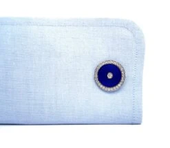 Round Cufflinks - 18k White Gold - Blue Guilloche Enamel - 62 Diamonds 1.40ct 22 Round Cufflinks - 18k White Gold - Blue Guilloche Enamel - 62 Diamonds 1.40ct -Mode Bijouterie Magasin V1206 EB 00 00 101 GLB 7 master