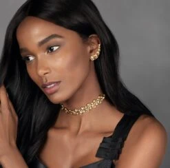 18 Karat Yellow Gold And White Diamonds Choker Necklace 9 18 Karat Yellow Gold And White Diamonds Choker Necklace -Mode Bijouterie Magasin VANLELES1808 L master