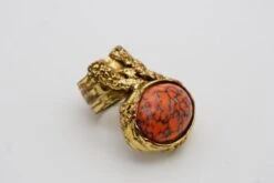Yves Saint Laurent YSL Arty Cabochon Coral Statement Marble Chunky Ring, Size 7 -Mode Bijouterie Magasin WechatIMG4888 master
