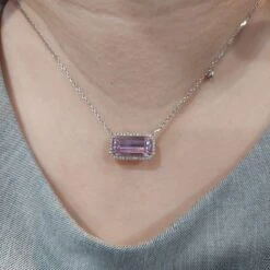 Gilin 18k White Gold Diamond Necklace With Kunzite -Mode Bijouterie Magasin WhatsApp Image 2023 06 01 at 17 07 39 master