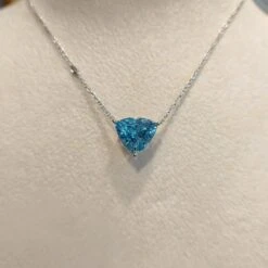 Gilin 18k White Gold Diamond Necklace With Aquamarine 11 Gilin 18k White Gold Diamond Necklace With Aquamarine -Mode Bijouterie Magasin WhatsApp Image 2023 06 01 at 17 25 05 master
