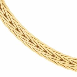 La Pepita 18 Karat Yellow Gold Handwoven Wheat Necklace With Platinum Accents -Mode Bijouterie Magasin WovenNecklace 1 master