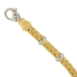 La Pepita 18 Karat Yellow Gold Handwoven Wheat Necklace With Platinum Accents -Mode Bijouterie Magasin WovenNecklace 3 master