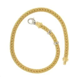 La Pepita 18 Karat Yellow Gold Handwoven Wheat Necklace With Platinum Accents -Mode Bijouterie Magasin WovenNecklace 4 master