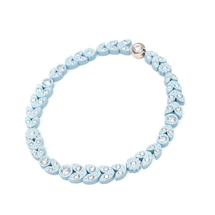 Bottega Veneta Pastel Blue Crystal Embellished Necklace - New Season 5 Bottega Veneta Pastel Blue Crystal Embellished Necklace - New Season – Image 3
