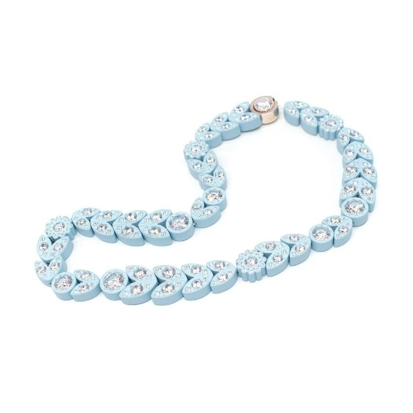 Bottega Veneta Pastel Blue Crystal Embellished Necklace - New Season 6 Bottega Veneta Pastel Blue Crystal Embellished Necklace - New Season – Image 4