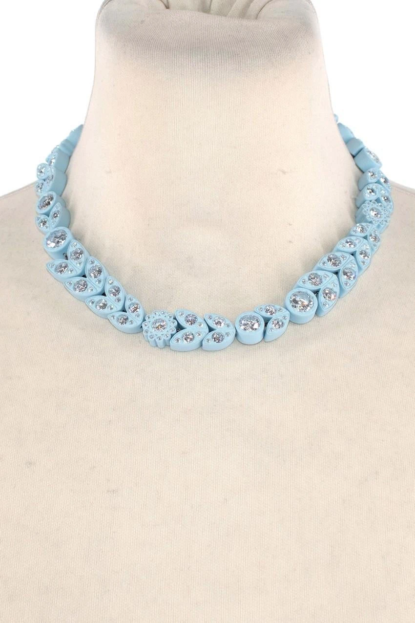 Bottega Veneta Pastel Blue Crystal Embellished Necklace - New Season 8 Bottega Veneta Pastel Blue Crystal Embellished Necklace - New Season – Image 6