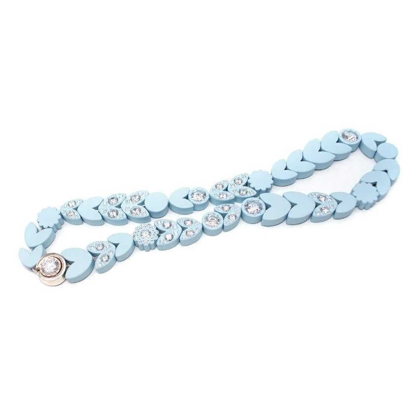 Bottega Veneta Pastel Blue Crystal Embellished Necklace - New Season 9 Bottega Veneta Pastel Blue Crystal Embellished Necklace - New Season – Image 7
