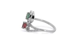 18k White Gold Halo Ring W/ 1.65ct Peridot, Tourmaline And Natural Diamonds IGI -Mode Bijouterie Magasin a5464e78 35be 4f93 a518 888eefea8290 master