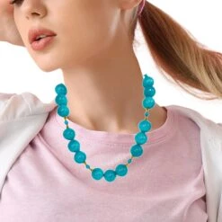 Amazonite And Turquoise Beaded Necklace With Yellow Gold Accents 16 Amazonite And Turquoise Beaded Necklace With Yellow Gold Accents -Mode Bijouterie Magasin amazanite beads master