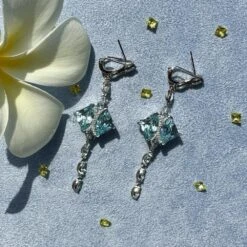 The 20ct Aquamarine Sapphire Eagle Ray Drop Earrings, 10kt White Gold -Mode Bijouterie Magasin aquamarine leblanc earrings master