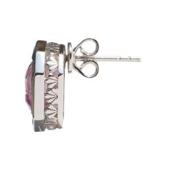 Luminous Asscher Stud Earrings, Pink & Green Sapphire, Silver, 5.40ct 8 Luminous Asscher Stud Earrings, Pink & Green Sapphire, Silver, 5.40ct -Mode Bijouterie Magasin asscher cut studs master