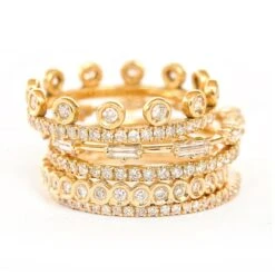 Unknown Crown Eternity Unique Diamond Wedding Band, 18k Yellow Gold, Ready To Ship -Mode Bijouterie Magasin baguette spaced diamond ring social stack yellow gold 20280 master