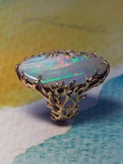 Big Opal Ring Gold Engagement Ring Large Wedding Band -Mode Bijouterie Magasin boulder opal gold ring 7 master