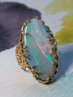 Big Opal Ring Gold Engagement Ring Large Wedding Band -Mode Bijouterie Magasin boulder opal gold ring 8 master