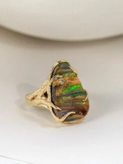 Engagement Opal Ring Gold Unisex Tree Of Fantasy Forest Lotr Style -Mode Bijouterie Magasin boulder opal gold ring gabilo 1120 10 master