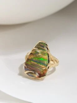 Engagement Opal Ring Gold Unisex Tree Of Fantasy Forest Lotr Style -Mode Bijouterie Magasin boulder opal gold ring gabilo 1120 14 master