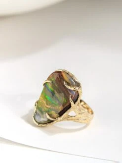 Engagement Opal Ring Gold Unisex Tree Of Fantasy Forest Lotr Style -Mode Bijouterie Magasin boulder opal gold ring gabilo 1120 15 master