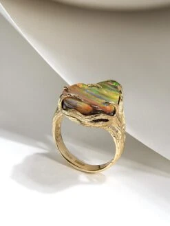 Engagement Opal Ring Gold Unisex Tree Of Fantasy Forest Lotr Style -Mode Bijouterie Magasin boulder opal gold ring gabilo 1120 18 master