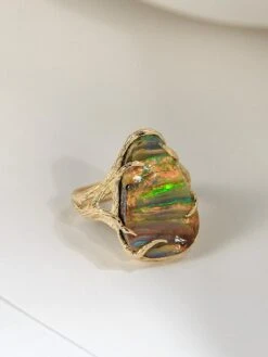 Engagement Opal Ring Gold Unisex Tree Of Fantasy Forest Lotr Style -Mode Bijouterie Magasin boulder opal gold ring gabilo 1120 7 master
