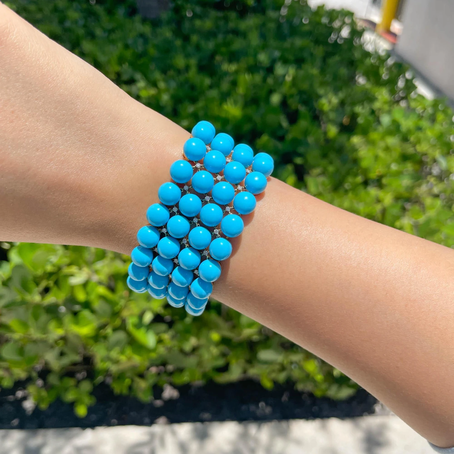 Unknown Jay Feder 18k Yellow Gold Turquoise And Diamond Wide Beacelet 9 Unknown Jay Feder 18k Yellow Gold Turquoise And Diamond Wide Beacelet – Image 7