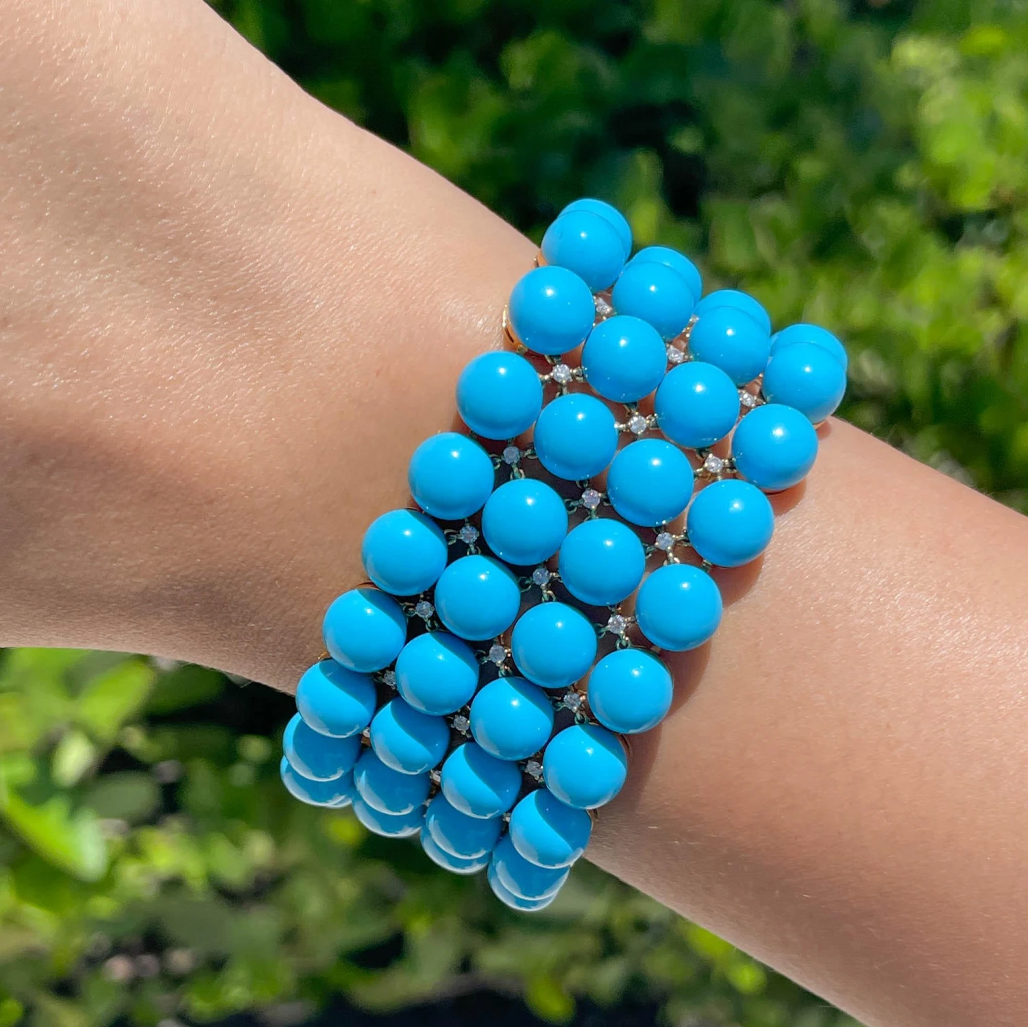 Unknown Jay Feder 18k Yellow Gold Turquoise And Diamond Wide Beacelet 11 Unknown Jay Feder 18k Yellow Gold Turquoise And Diamond Wide Beacelet – Image 9