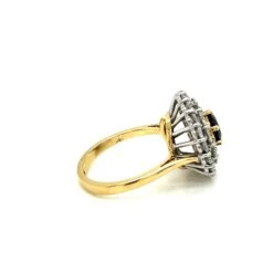 Unknown Round Brilliant Blue Sapphire And Diamond Ring In 18K Yellow And White Gold -Mode Bijouterie Magasin bsap double halo 5 master