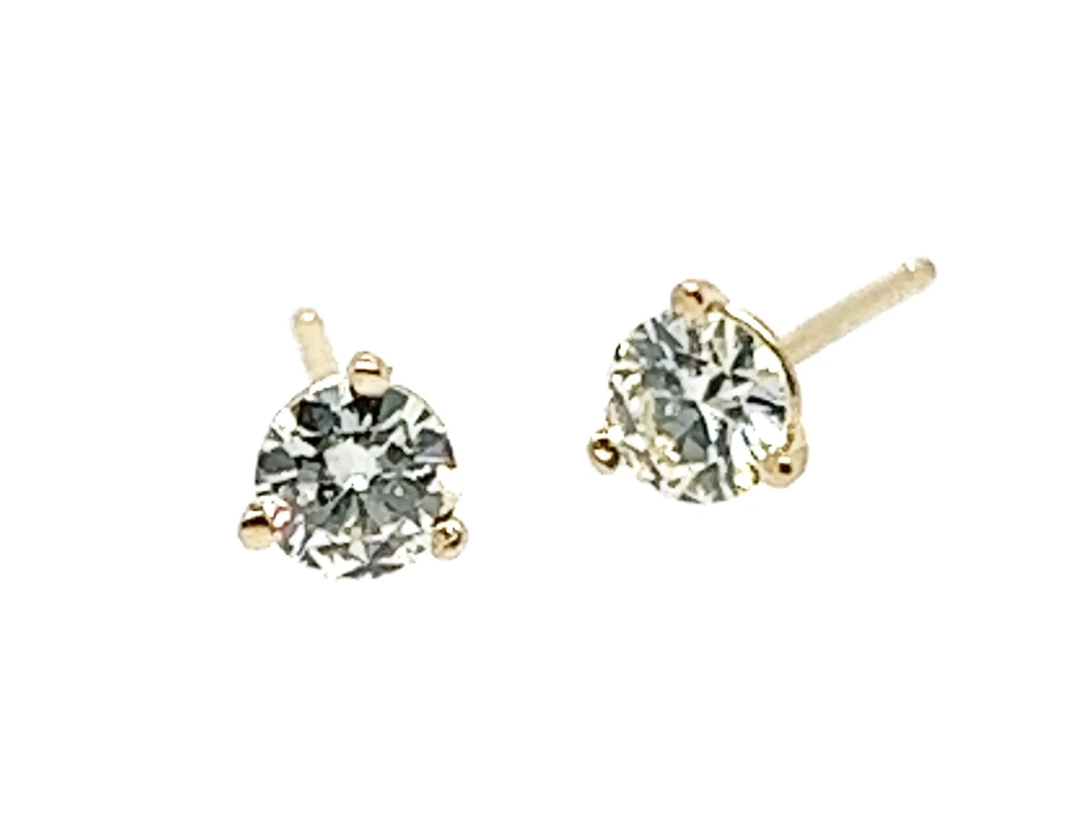 Unknown Diamond Round Brilliant Cut Stud Earrings .50ct 14k Yellow Gold 1/2 Carat 4 Unknown Diamond Round Brilliant Cut Stud Earrings .50ct 14k Yellow Gold 1/2 Carat – Image 2