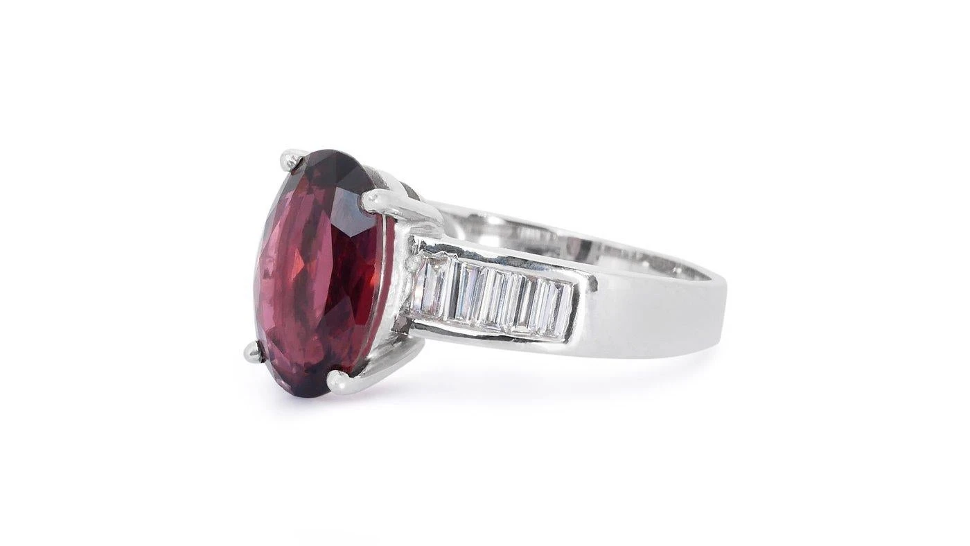 Marvelous 18k White Gold Ring W/ 4.3 Ct Tourmaline And Natural Diamonds IGI Cert 9 Marvelous 18k White Gold Ring W/ 4.3 Ct Tourmaline And Natural Diamonds IGI Cert – Image 7