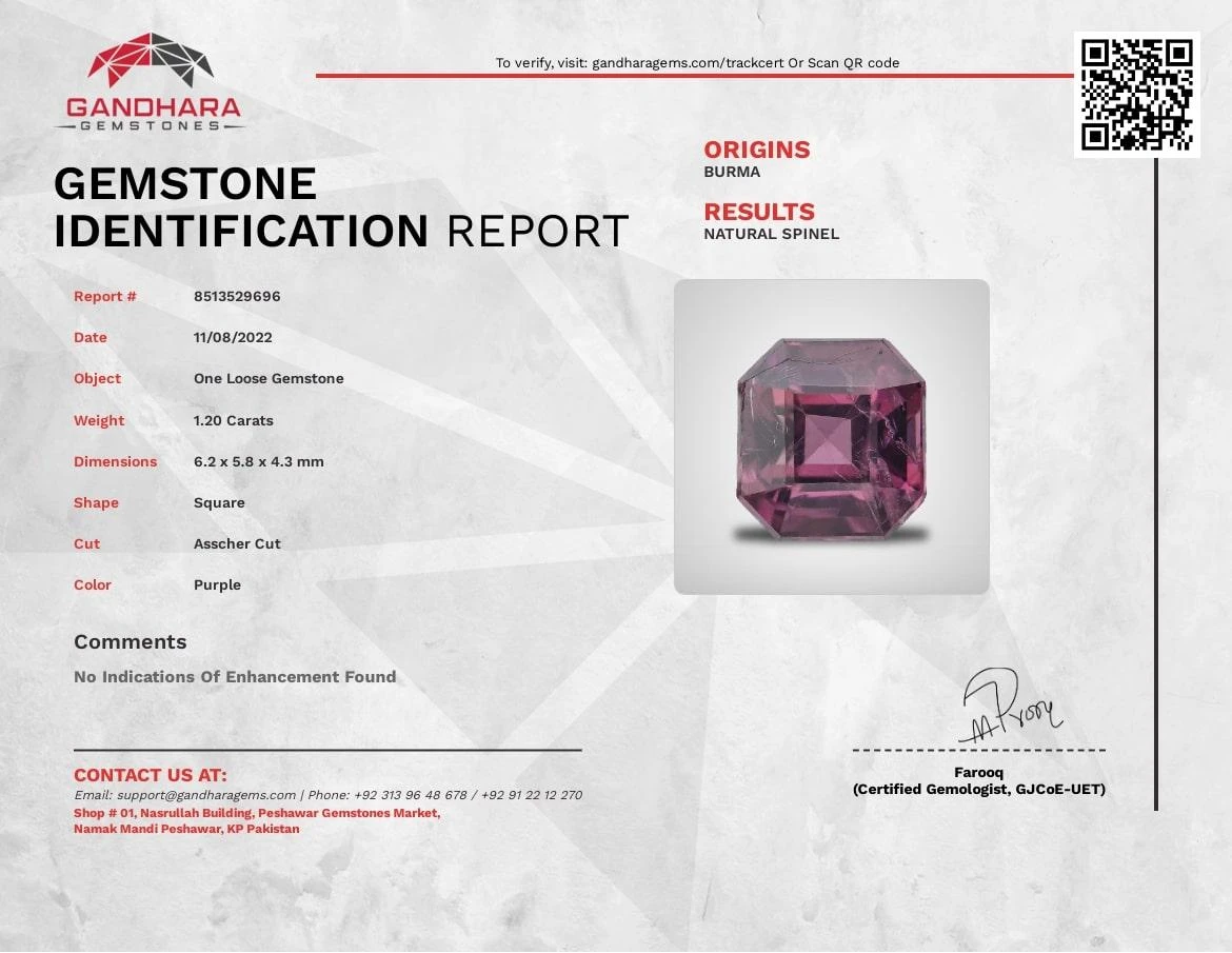 Natural Purple Cut Spinel Gem 1.20 Carats Spinel Gemstones Spinel Jewellery 6 Natural Purple Cut Spinel Gem 1.20 Carats Spinel Gemstones Spinel Jewellery – Image 4