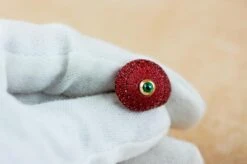 14 Karat Rose Gold Emeralds Red Shell Carnelian Cufflinks 11 14 Karat Rose Gold Emeralds Red Shell Carnelian Cufflinks -Mode Bijouterie Magasin conchiglia rossa master