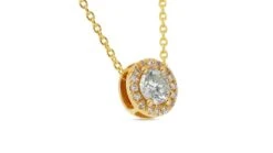 Marvelous 18k Yellow Gold Halo Necklace W/ 0.66ct Natural Diamonds AIG Cert -Mode Bijouterie Magasin d77a095b 7285 453e bd8a d8631049a772 master