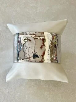 Curata Italian Solid 14k White Gold Hammered Cuff Bangle Bracelet -Mode Bijouterie Magasin db563 3 master