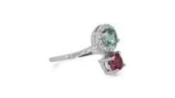 18k White Gold Halo Ring W/ 1.65ct Peridot, Tourmaline And Natural Diamonds IGI -Mode Bijouterie Magasin e59a8191 369a 408c 9a1e 721a776fc9e0 master