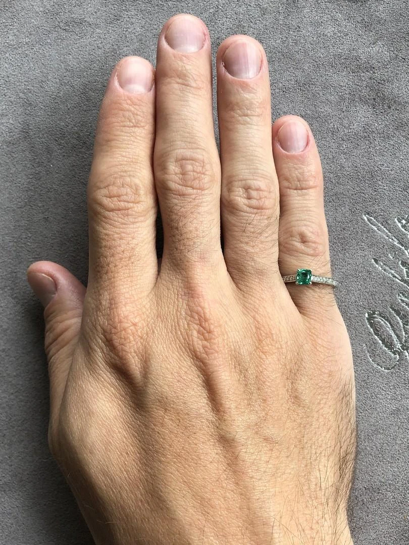Unknown Emerald Diamonds White Gold Ring Green Natural Gem Unisex 6 Unknown Emerald Diamonds White Gold Ring Green Natural Gem Unisex – Image 4