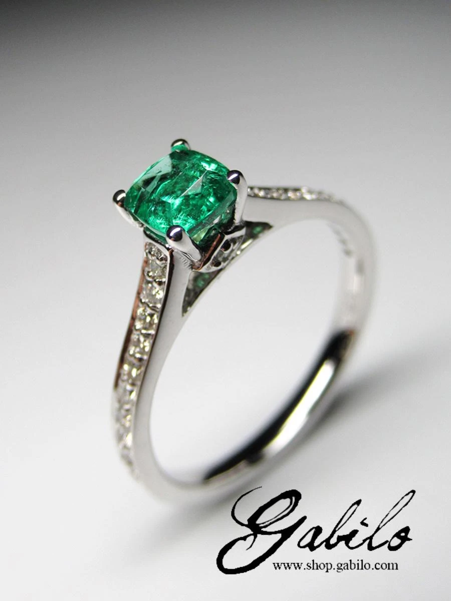 Unknown Emerald Diamonds White Gold Ring Green Natural Gem Unisex 4 Unknown Emerald Diamonds White Gold Ring Green Natural Gem Unisex – Image 2