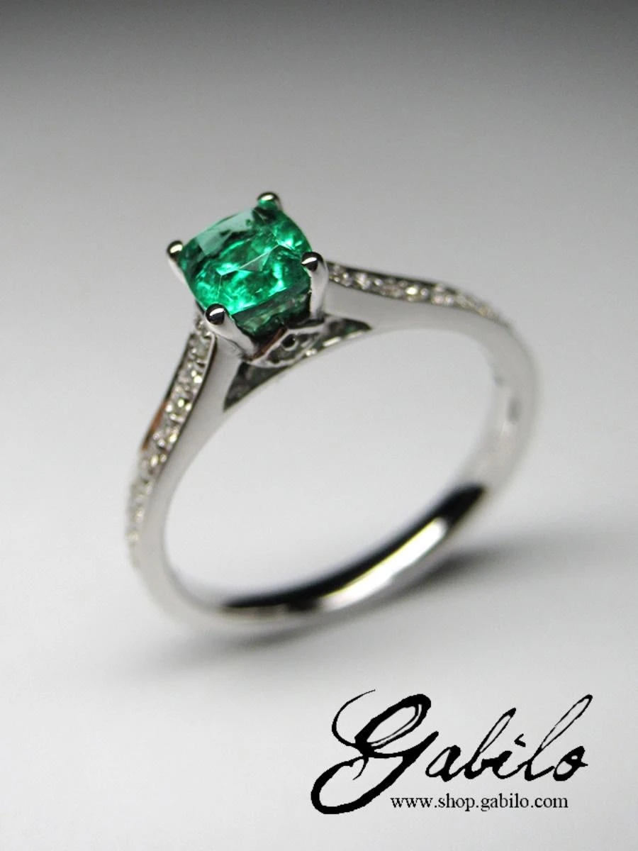 Unknown Emerald Diamonds White Gold Ring Green Natural Gem Unisex 7 Unknown Emerald Diamonds White Gold Ring Green Natural Gem Unisex – Image 5
