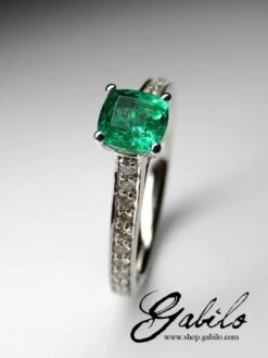 Unknown Emerald Diamonds White Gold Ring Green Natural Gem Unisex 25 Unknown Emerald Diamonds White Gold Ring Green Natural Gem Unisex -Mode Bijouterie Magasin emerald diamonds gold ring gabilo 121118 7 master