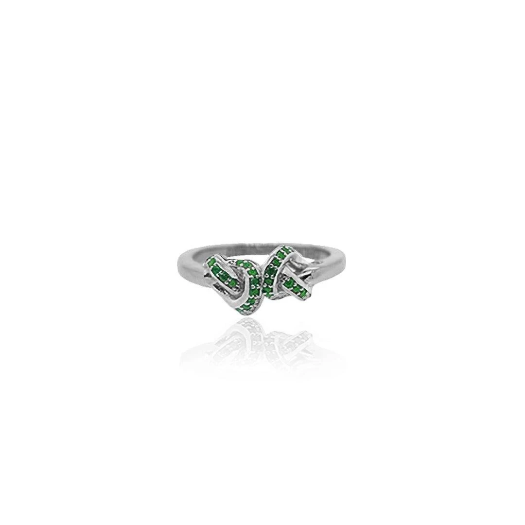 Emerald Double Knot Ring In 18 Carat Yellow / Rose Or White Gold 4 Emerald Double Knot Ring In 18 Carat Yellow / Rose Or White Gold – Image 2