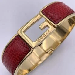 Gucci Vintage Stainless Steel Red Leather G Logo Bangle Bracelet -Mode Bijouterie Magasin f2dab1d5 dac7 557c 8826 0186626749d1 11zon master