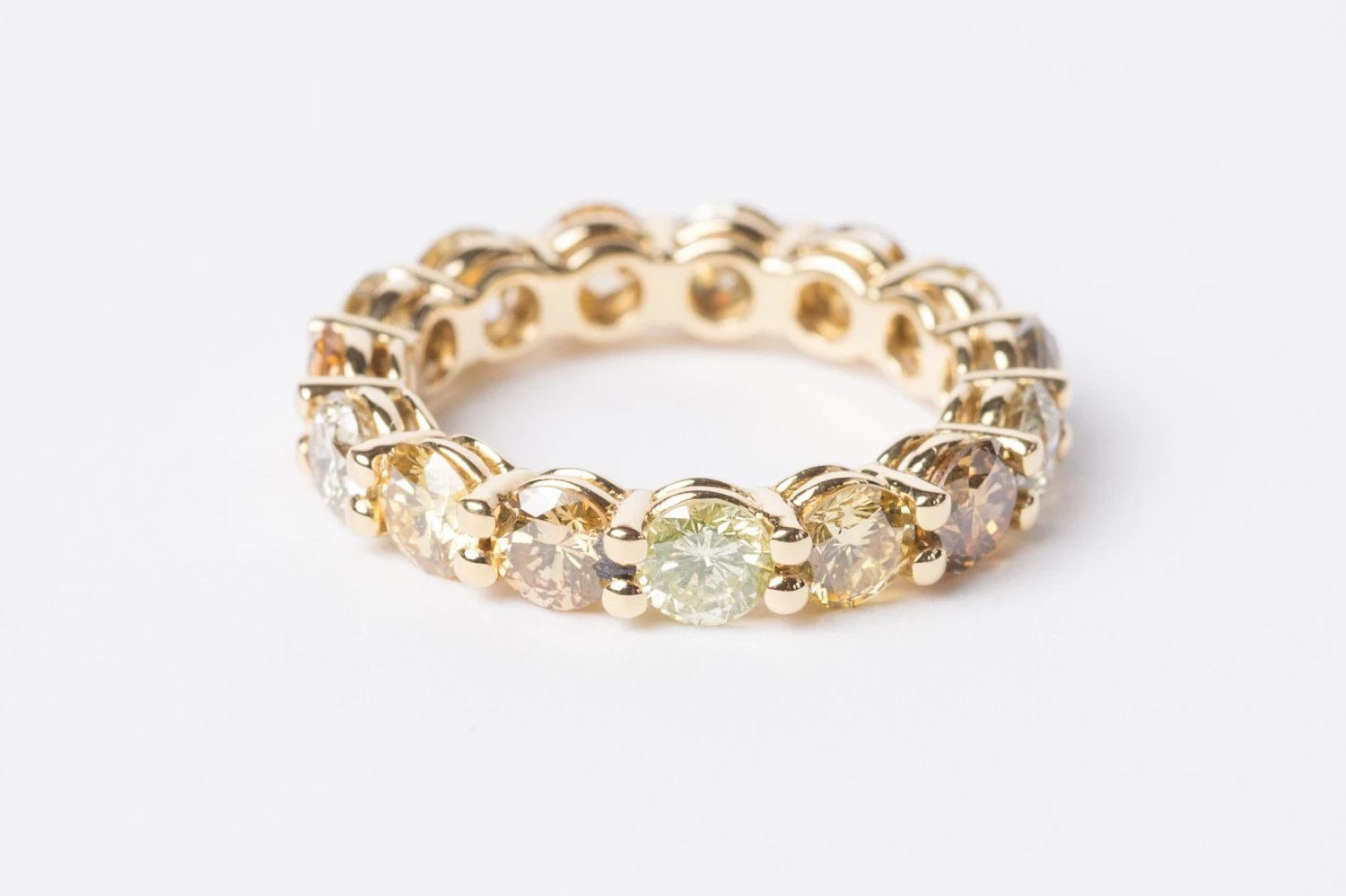 Striking Grey, Yellow And Brown Diamond Eternity Ring 4 Striking Grey, Yellow And Brown Diamond Eternity Ring – Image 2