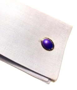 Cufflinks Oval 18kt Gold With Blue Enamel -Mode Bijouterie Magasin gemello con polsino master