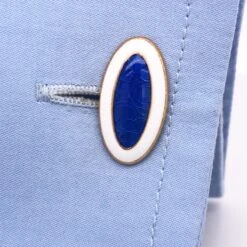 Berca Champlevé Hand Enameled White Royal Blue Gold Sterling Silver Cufflinks -Mode Bijouterie Magasin gm 200 cil xx4 master