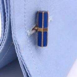 Berca Champlevé Hand Enameled White Royal Blue Gold Sterling Silver Cufflinks -Mode Bijouterie Magasin gm 200 cil xx5 master
