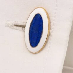 Berca Champlevé Hand Enameled White Royal Blue Gold Sterling Silver Cufflinks -Mode Bijouterie Magasin gm 200 cil xx9 master